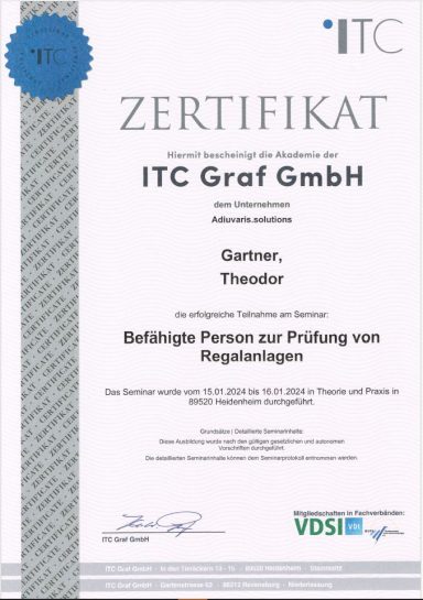 Befähigte Person für die Prüfung von Regalanlagen